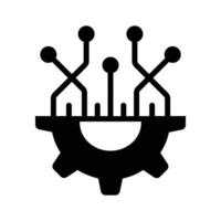 Gear with circuits representing automating and mechanical processes design vector