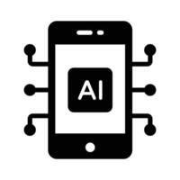 A mobile phone with processor, representing artificial intelligence in mobile applications vector