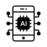 A mobile phone with processor, representing artificial intelligence in mobile applications vector