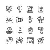 Modern icons depicting various aspects of artificial intelligence vector