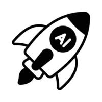 Ai rocket icon design, space exploration vector