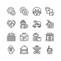 Artificial intelligence, robotics, and automation icons. Ideal for websites, presentations, and marketing materials. vector