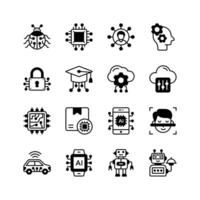 Get this amazing collection of artificial intelligence icons set vector