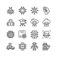 Get this amazing collection of artificial intelligence icons set vector