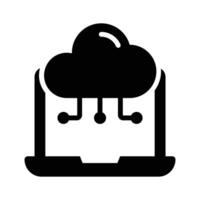Cloud with laptop screen, concept icon of cloud computing vector