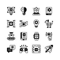 Modern icons depicting various aspects of artificial intelligence vector