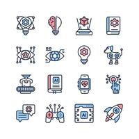 Modern icons depicting various aspects of artificial intelligence vector