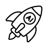 Ai rocket icon design, space exploration vector