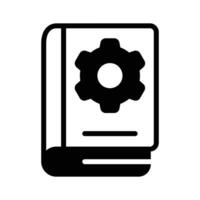 Cogwheel with book concept icon of setting manual in modern style vector