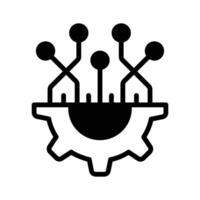 Gear with circuits representing automating and mechanical processes design vector