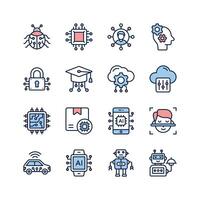 Get this amazing collection of artificial intelligence icons set vector