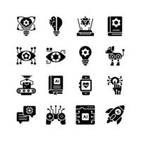 Modern icons depicting various aspects of artificial intelligence vector