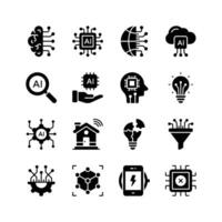 Modern icons representing various aspects of artificial intelligence, perfect for websites, presentations vector