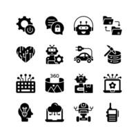 Artificial intelligence, robotics, and automation icons. Ideal for websites, presentations, and marketing materials. vector