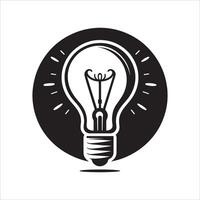 a black and white light bulb icon vector