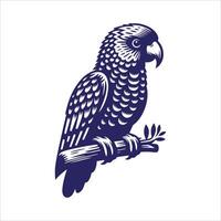 an illustration of a parrot sitting on a branch vector