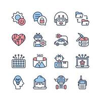 Artificial intelligence, robotics, and automation icons. Ideal for websites, presentations, and marketing materials. vector