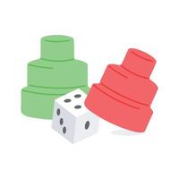 Ludo dice and pawns, ludo game accessory design vector