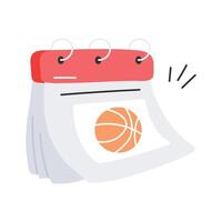 A sports calendar marked with basketball events and important dates vector