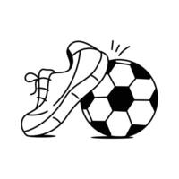 An icon of soccer shoes and football in modern style vector