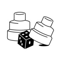 Ludo dice and pawns, ludo game accessory design vector