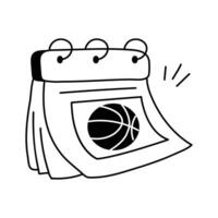 A sports calendar marked with basketball events and important dates vector