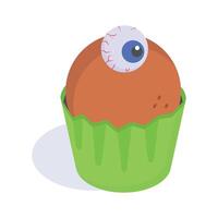 Check this amazing isometric icon of halloween cupcake vector