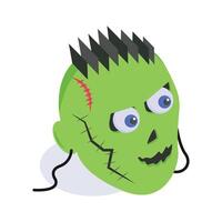 Grab this amazing icon of zombie face, ready to use vector