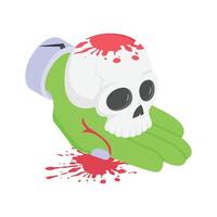 A bloody hand holding a small skull dripping with blood vector
