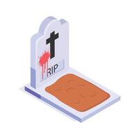 Check out this isometric icon of grave, halloween grave vector