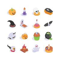 Creatively Crafted halloween isometric icons in modern style vector