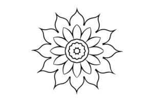 Floral Mandala with Elegant Line Art for Mindful Coloring and Design Projects vector