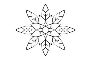 Feathered Mandala with Stylized Feathers in Circular Pattern - Bold, Outlined Design for Coloring vector