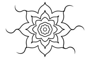 Floral Mandala Line Art with Flowing Petal Elements for Meditation and Relaxation vector