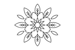 Feathered Mandala with Stylized Feathers in Circular Pattern - Bold, Outlined Design for Coloring Book Page vector
