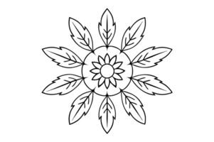 Feathered Mandala with Stylized Feathers in Circular Pattern - Bold, Outlined Design for Coloring Book vector