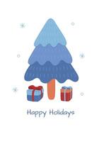 Winter greeting card with capybara and warm wishes. Christmas and New Year greeting card template. Can be used for posters and banners. vector