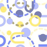 This image showcases a playful seamless pattern featuring various geometric shapes in soft colors on a white background. illustration vector