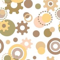 A seamless pattern featuring colorful gears and circles in soft hues, set against a white background. illustration vector