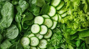 Fresco verde vegetales son arreglado en un circulo foto