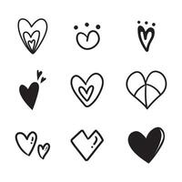 Heart doodle abstract handdrawn with black line for element and illustration vector