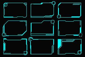 Futuristic set hi tech frame cyberpunk style design element. Technology HUD sci-fi design. vector