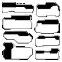 Futuristic set hi tech frame cyberpunk style design element. Technology HUD sci-fi square shape design. vector