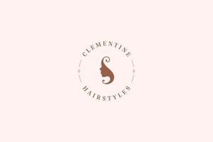 Woman profile flourish silhouette circle line art logo design template illustration vector
