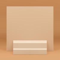 Beige 3d podium stairs with squared wall background for show realistic illustration vector