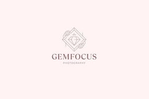 Hands with crystal gem geometric frame line art logo design template illustration vector