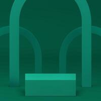 3d squared podium with abstract arch shape wall background realistic illustration vector