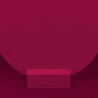 3d purple pink squared podium with round wall background for product show realistic vector