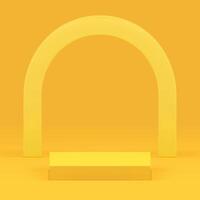 3d squared yellow podium with arch geometric shape for product show realistic illustration vector