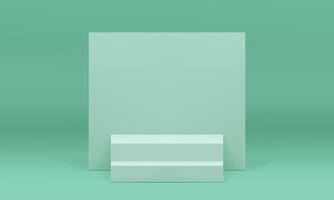 Light green 3d podium pedestal staircase with wall background realistic illustration vector